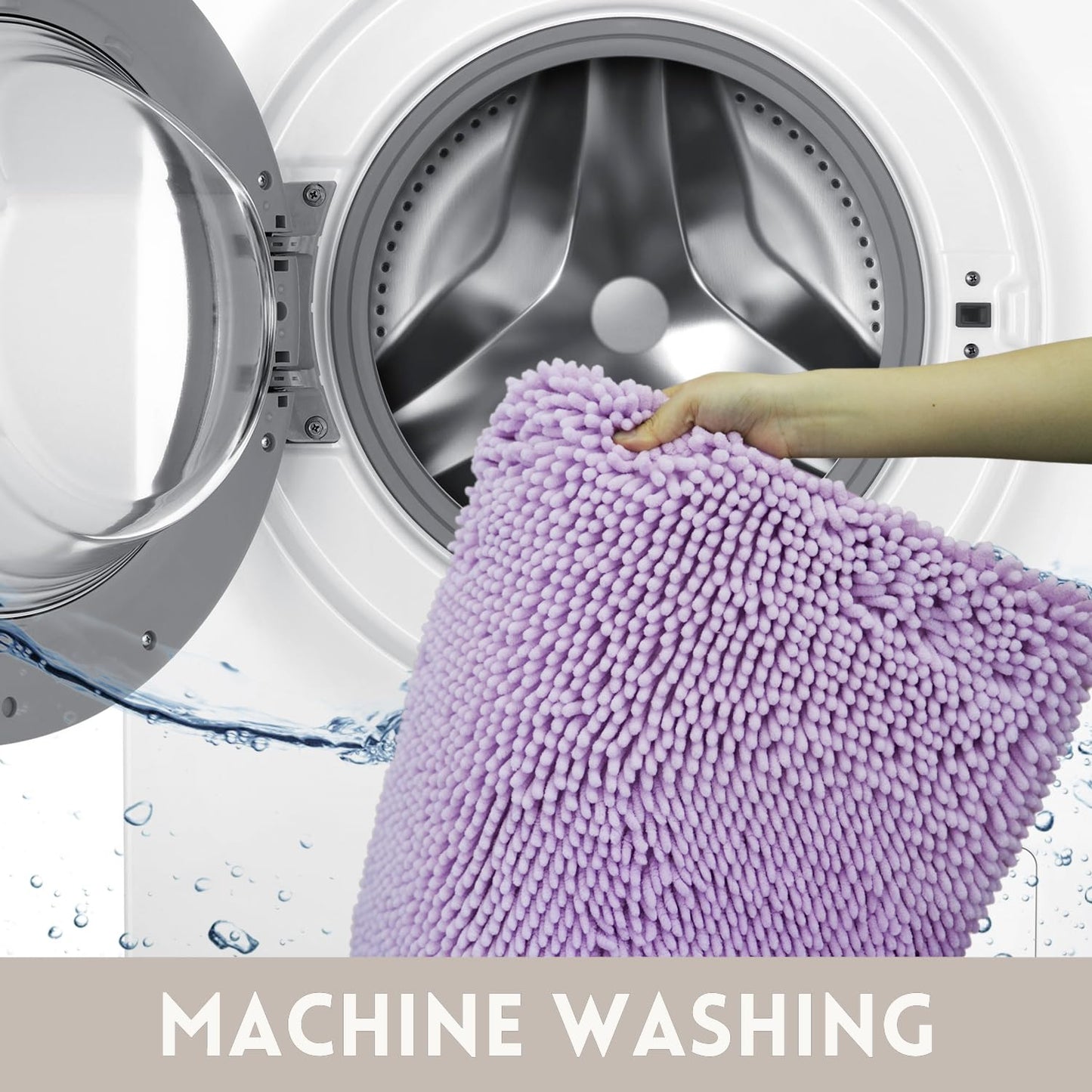 Flotstiga Bathroom Rugs Chenille, Extra Thick and Absorbent, Non-Slip, Machine Washable, Dry Quckily, Soft Cozy Plush, Used Under Shower Bathtub and Sink, Bath Mat Sets Lavender