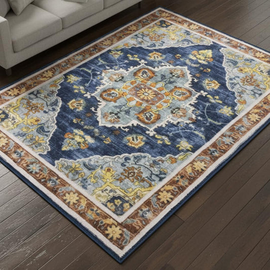 Muddy Mat® Mosaic 5ft x 7ft Washable Muddy Carpet® for Living Room, Bedroom & Dining Room – Modern Soft Low Pile Non Slip Carpet – Pet Friendly Waterproof Foldable Area Rugs for Home