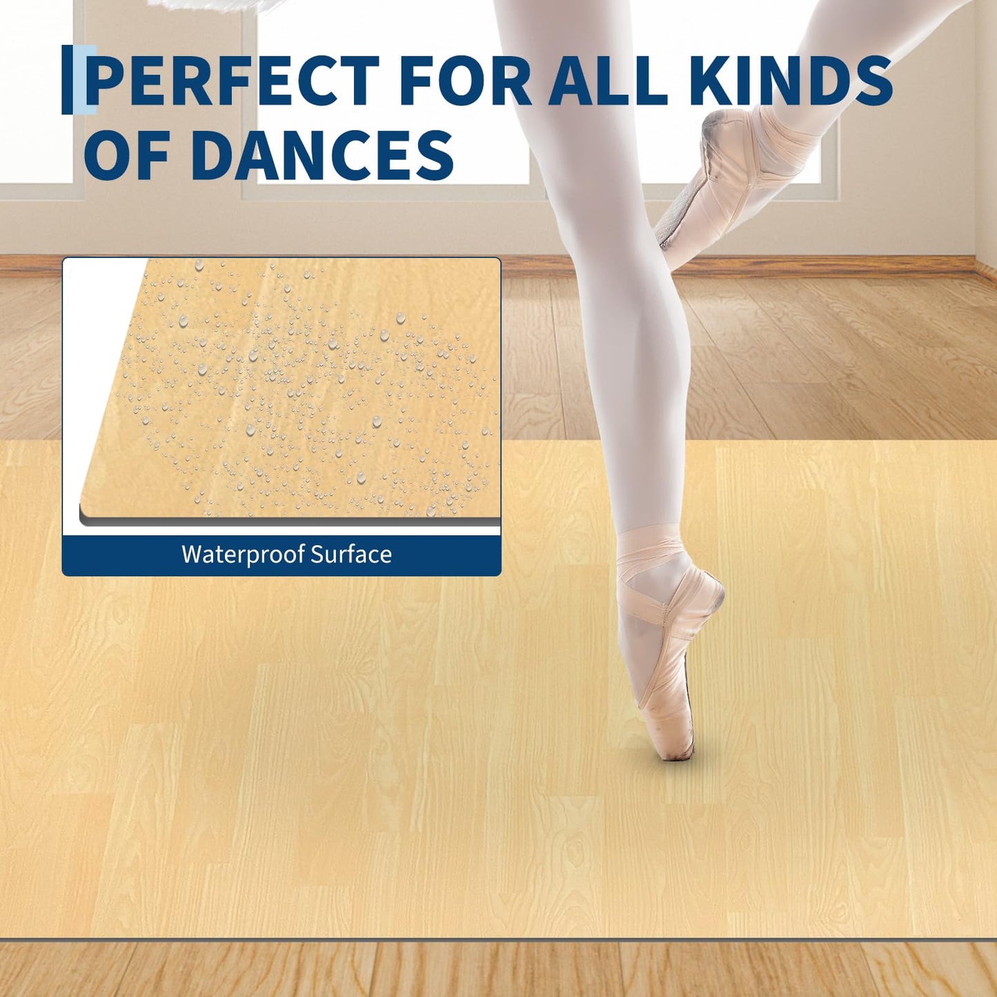 Garvee 6 x 4 ft Dance Floor,Portable Dance Floor Mat,PVC Non-Slip Exercise Flooring for Ballet Jazz & Pop for Home and Gym,Wood Grain