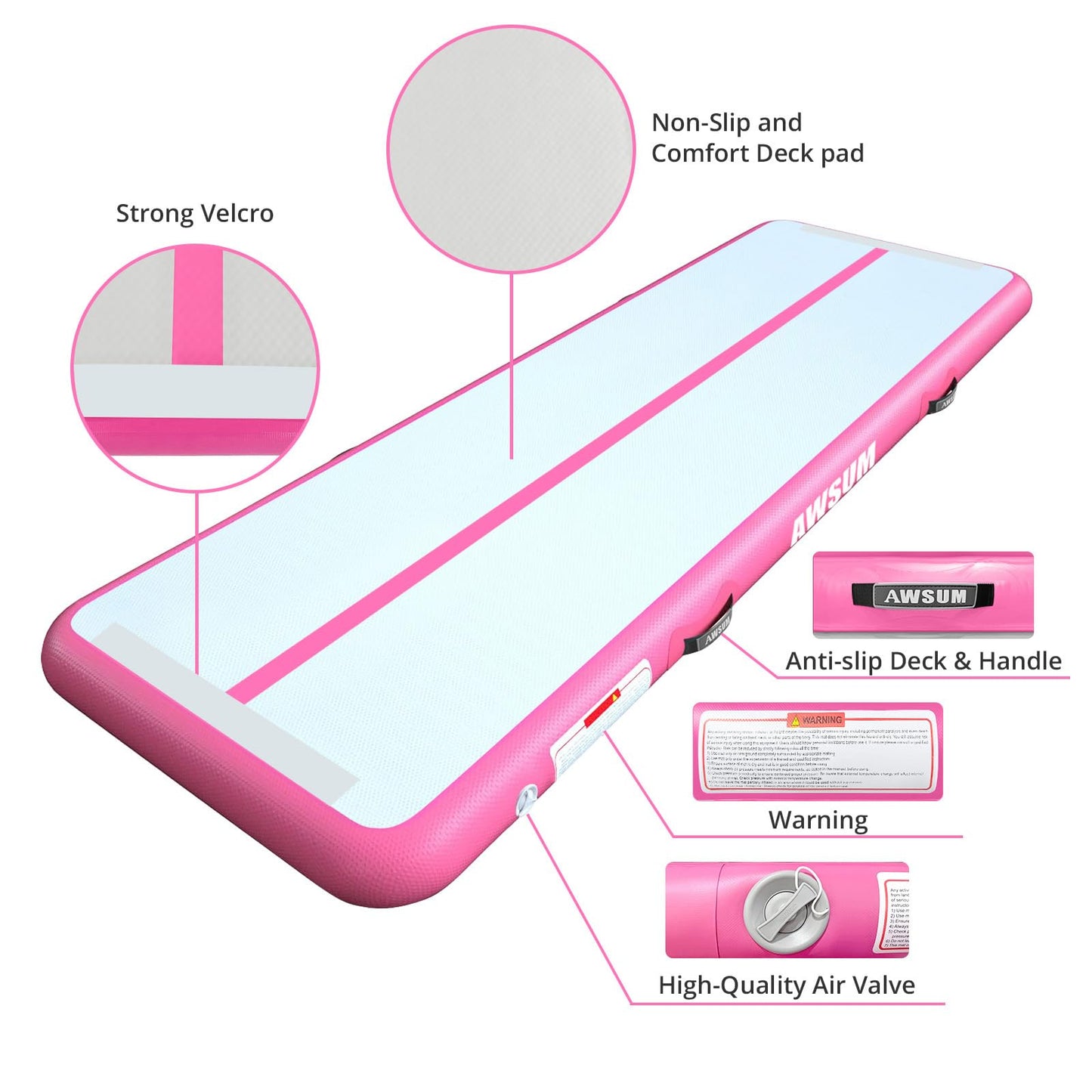 AWSUM 20ft x 5ft x 4inches Air Gymnastics Mat Inflatable Tumble Track Tumbling mat with Electric Pump for Home/Gym