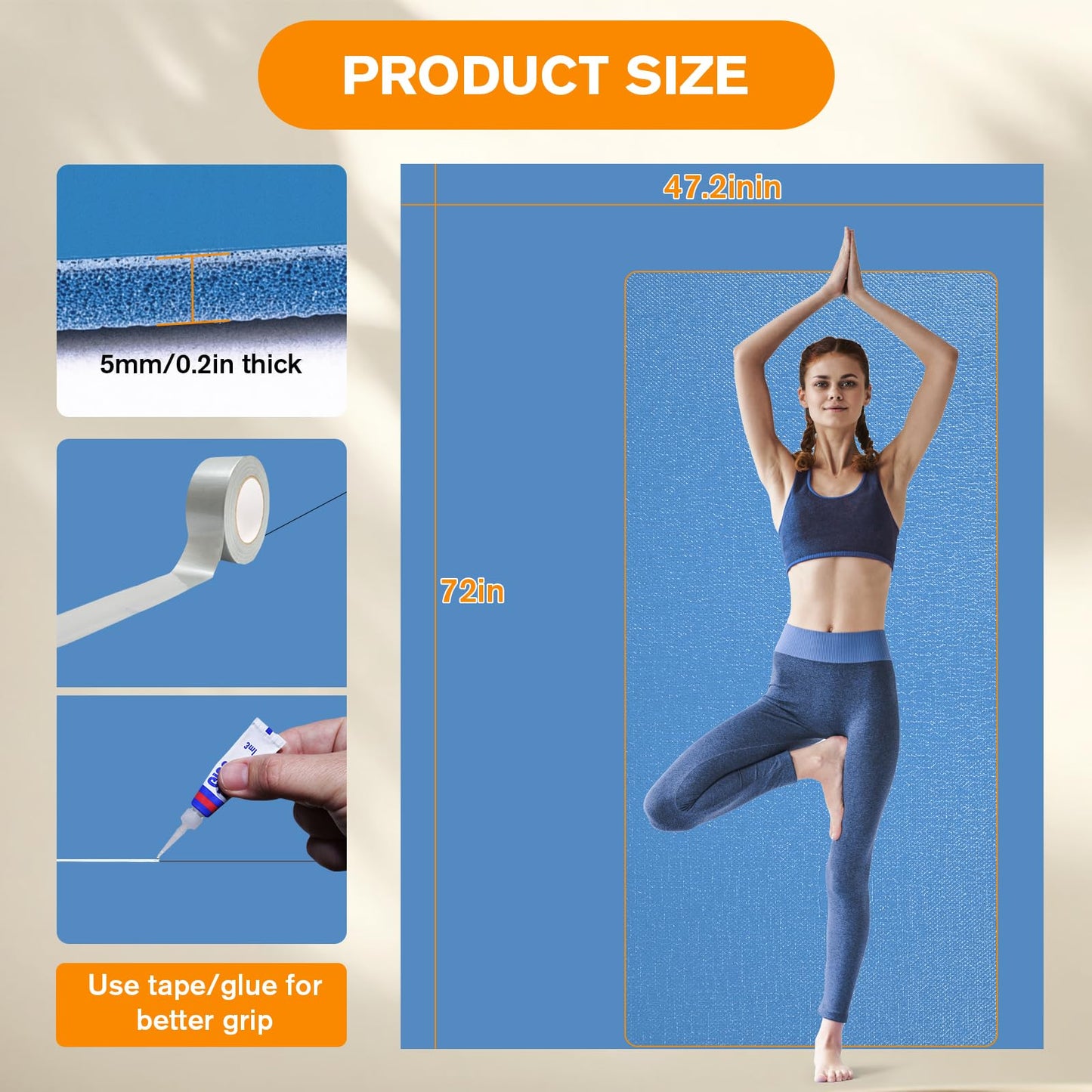MDIBELZYH 6' x 4' Portable Marley Floor Mat, Non-Slip 5mm PVC Dance Practice Surface with Shoulder Strap for Ballet, Jazz & Home Studio, Blue