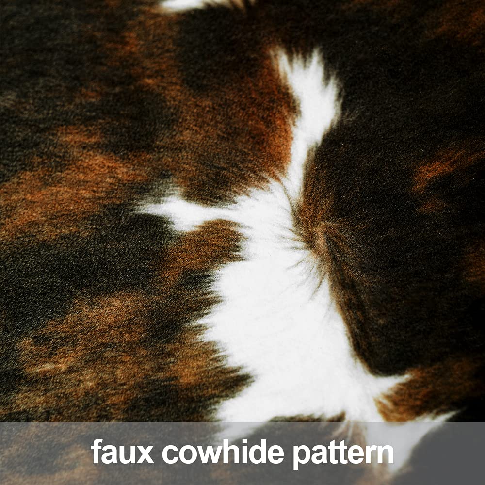 Amearea Faux Cow Hide Rug 5.2x4.6 Feet, Premium Western Home Decor Cow Print Rugs for Living Room, Faux Leather Animal Cowhide Carpet for Bedroom, Dining Traditional Cow Print Stuff Carpets, Brown