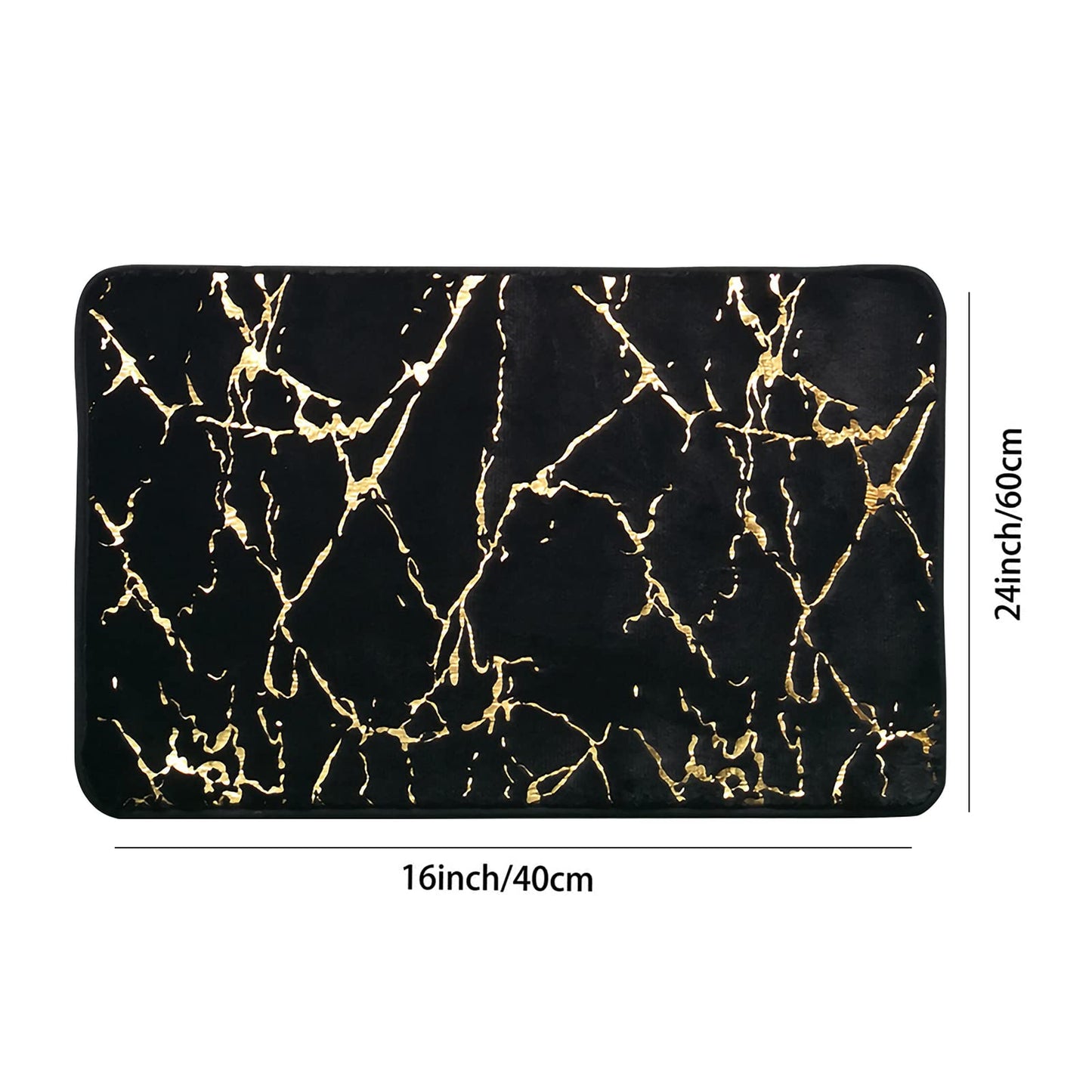 Eanpet Marble Bathroom Rugs Nonslip Black Gold Bathroom Mats Ultra Soft Washable Bath Mats for Bathroom Floor Mats Carpet Water Absorbent Shower Rug Decoration for Bedroom Living Room