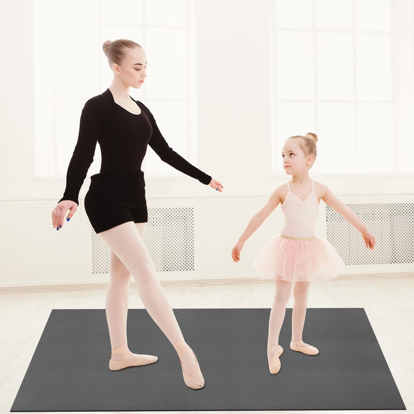 QVEEQ Portable Dance Floor Mat, Reversible Non-Slip Surface for Ballet, Tap, Jazz & Pop Dance, 48x36in with Carry Backpack & Straps – Lightweight & Easy to Store