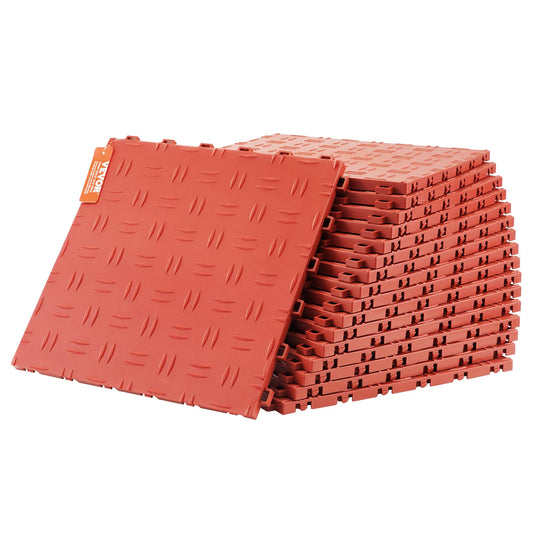 VEVOR Garage Floor Tiles 12 x 12 x 0.53 inch, Interlocking Design Ease of Installation Double-Sided Texture Non-Slip Sturdiness, for Garages, Basements, Repair Shops, Red, 25 Pack
