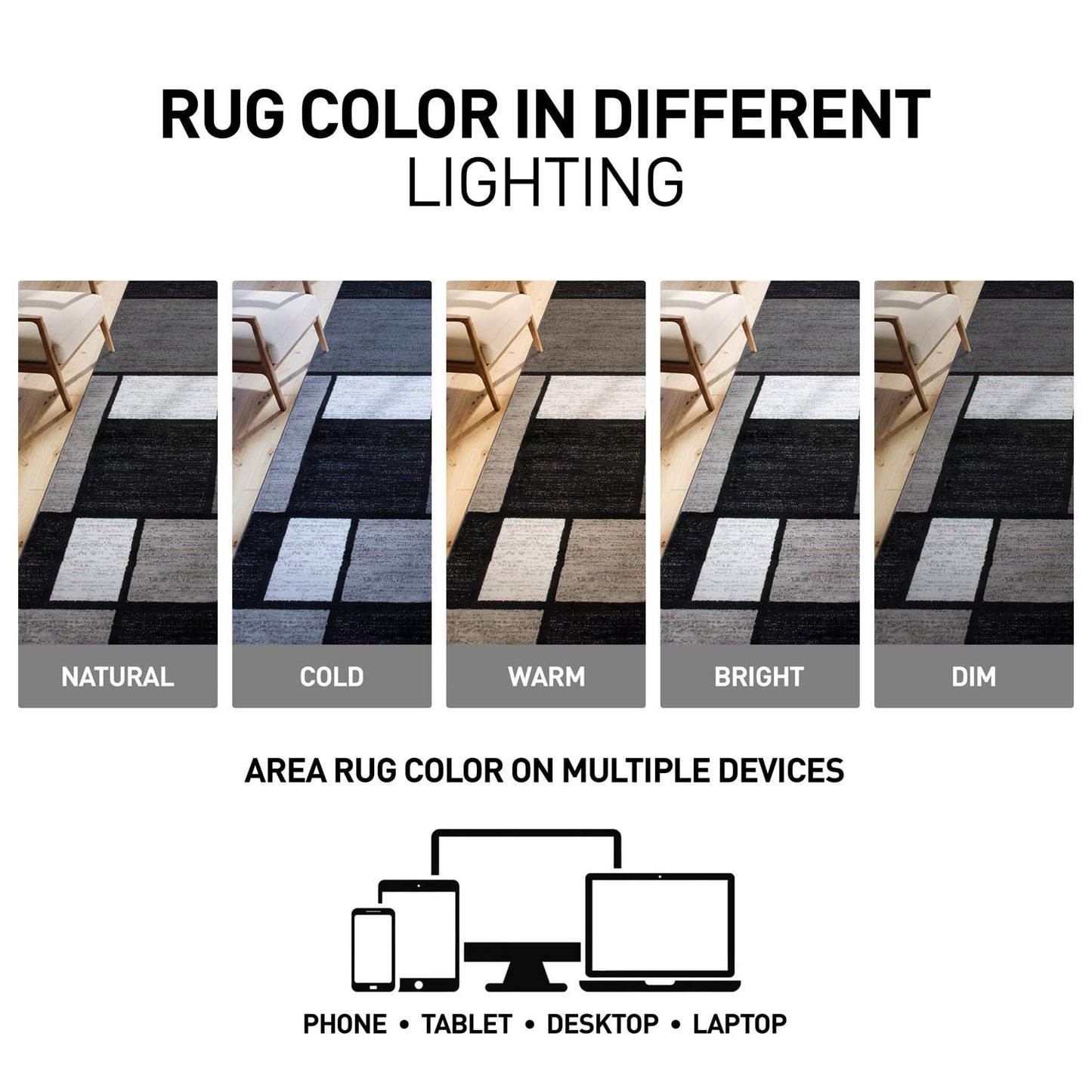 Rugshop Contemporary Modern Boxes for Home Office,Living Room,Bedroom,Kitchen Non Shedding Area Rug 6' 6" Gray (6' 6" Diameter)
