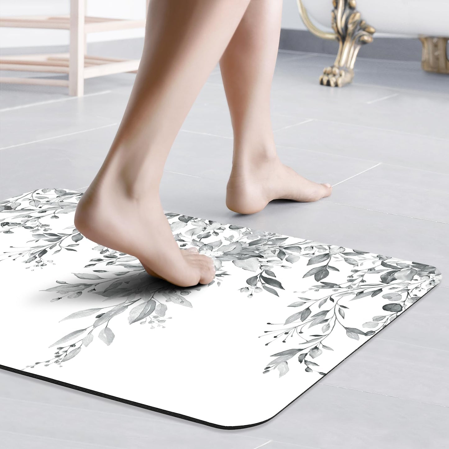 Gibelle Non Slip Bath Mat, Bathroom Set with Shower Curtain and Rug and Accessories, Bath Curtain 72" W x 78" L, Bath Rug 17" W x 24" L