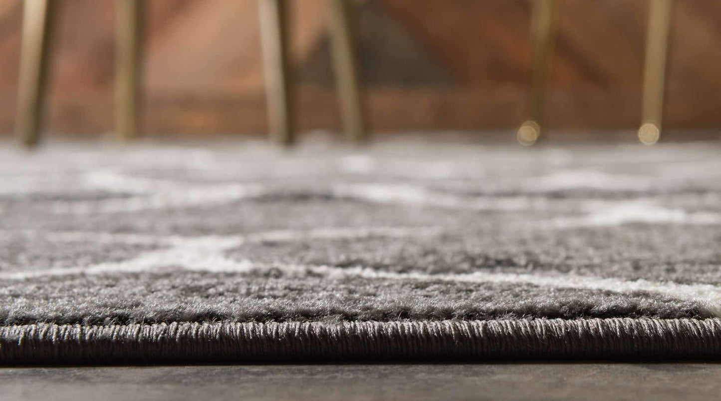 Unique Loom Trellis Frieze Collection Area Rug - Rounded (8' x 10', Dark Gray/ Ivory)