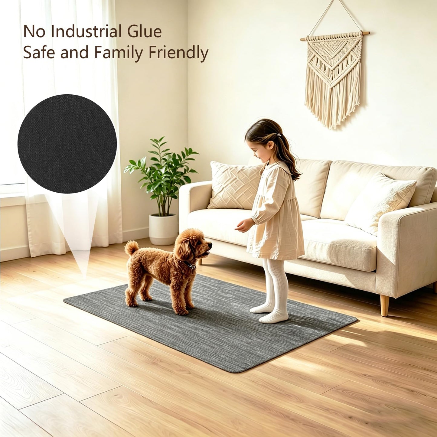 Bsmathom Office Chair Mat for Hardwood Floor, 36" x 48" Desk Computer Chair Mat for Hard Wood and Tile Floor, Anti-Slip Hard Floor Protector Chair Mat, PVC Mat Desk Rug for Office Home, Black Gray