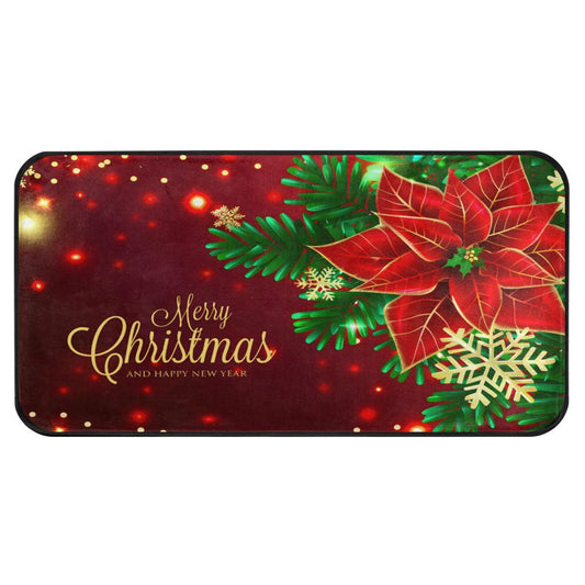 ALAZA Christmas Poinsettia and Snowflakes Kitchen Rugs Non Slip Soft Kitchen Floor Mats Standing Mat Bath Rug Runner Doormats Carpet for Home Decor 39 X 20 inch