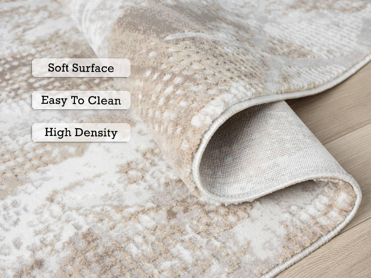 RUGGERRUGS Adel Modern Area Rug for Living Room, 8x10 Rustic Distressed Abstract Large Beige Neutral Rug, Medium Pile Stain Resistant Carpet for Bedroom, Dining Room or Kitchen (8' x 10', Beige)