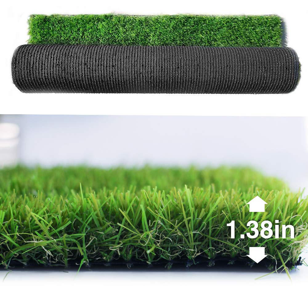 Petgrow Synthetic Artificial Grass Turf Lawn 4ft x 10ft, 1.38" Outdoor/Indoor Fake Grass Rug Astroturf for Dogs,Faux Grass Rug with Drainage Holes/Custom Size Provided