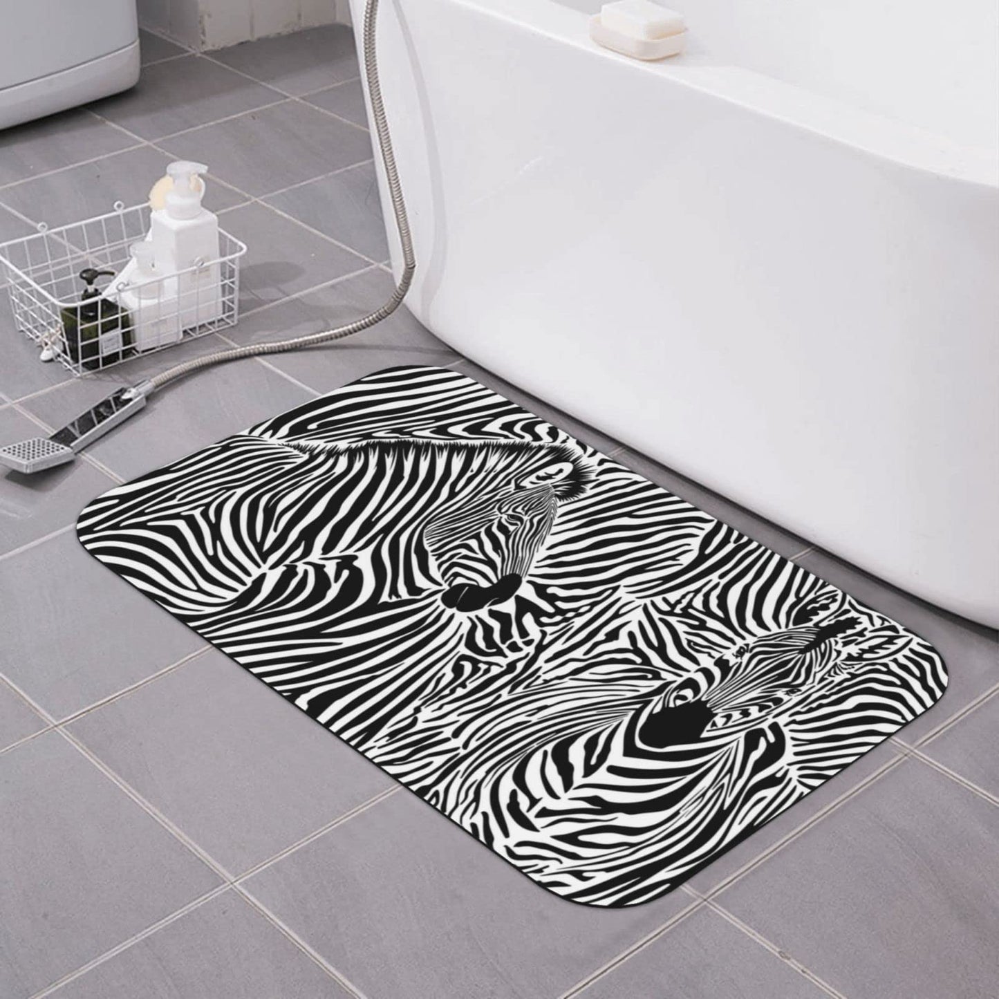 Zebra Bath Mat Diatomaceous Earth Rug Super Absorbent Non Slip Quick Dry Bathroom Kitchen Doormat 16"X24"