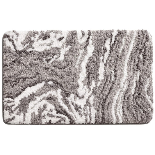 Ankah Luxurious Nordic Bathroom Rug, Extra Soft Fluffy Bath Mat, Absorbent, Non-Slip, Easy to Care and Fast Drying, Modern Style Marble Pattern Shower Rug, Home Decor Accessories, 17.3"x29.9", Gray