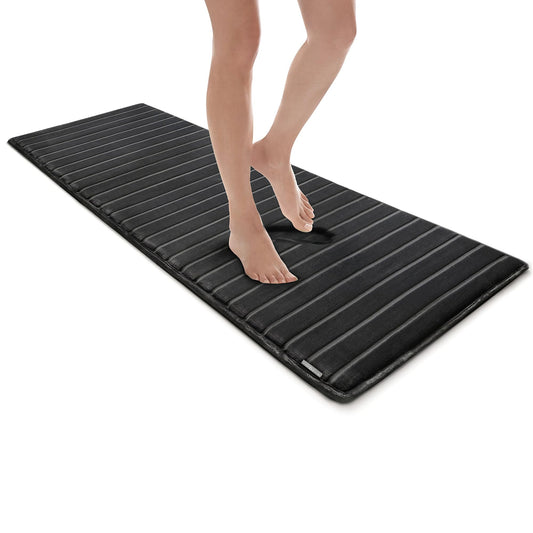 MICRODRY Extra Thick Modern Luxury Charcoal Infused Memory Foam Bath Mat Rug with GripTex Skid Resistant Base, Absorbent, Easy Care, Fade & Pilling Resistant, SoftLux, Dark Grey, 24x58
