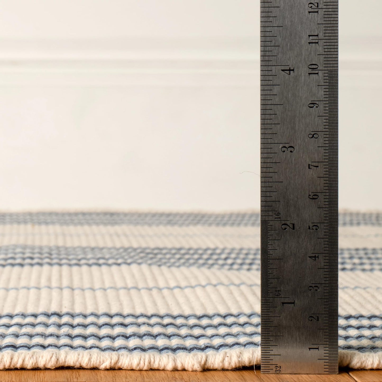 Dash & Albert Conway Blue Handwoven Cotton Rug, 3 X 5 Feet, Blue Stripe Pattern - Premium Luxury Hotel Quality Soft Breathable Hypoallergenic Machine Washable Easy Care All Season Comfortable