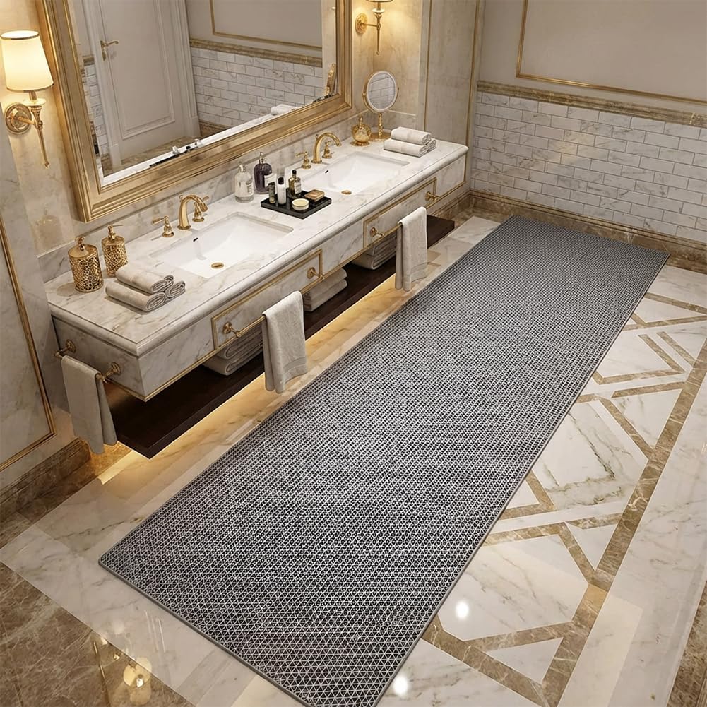 LITA Drainage Non Slip Flooring Mats Swimming Pool Bathroom Mat Anti-Fatigue PVC Mat Heavy Duty Commercial Anti Slip Floor Mats for Outdoor Balcony Garage Restaurant Sauna SPA (Gray, 3FTX8FT)