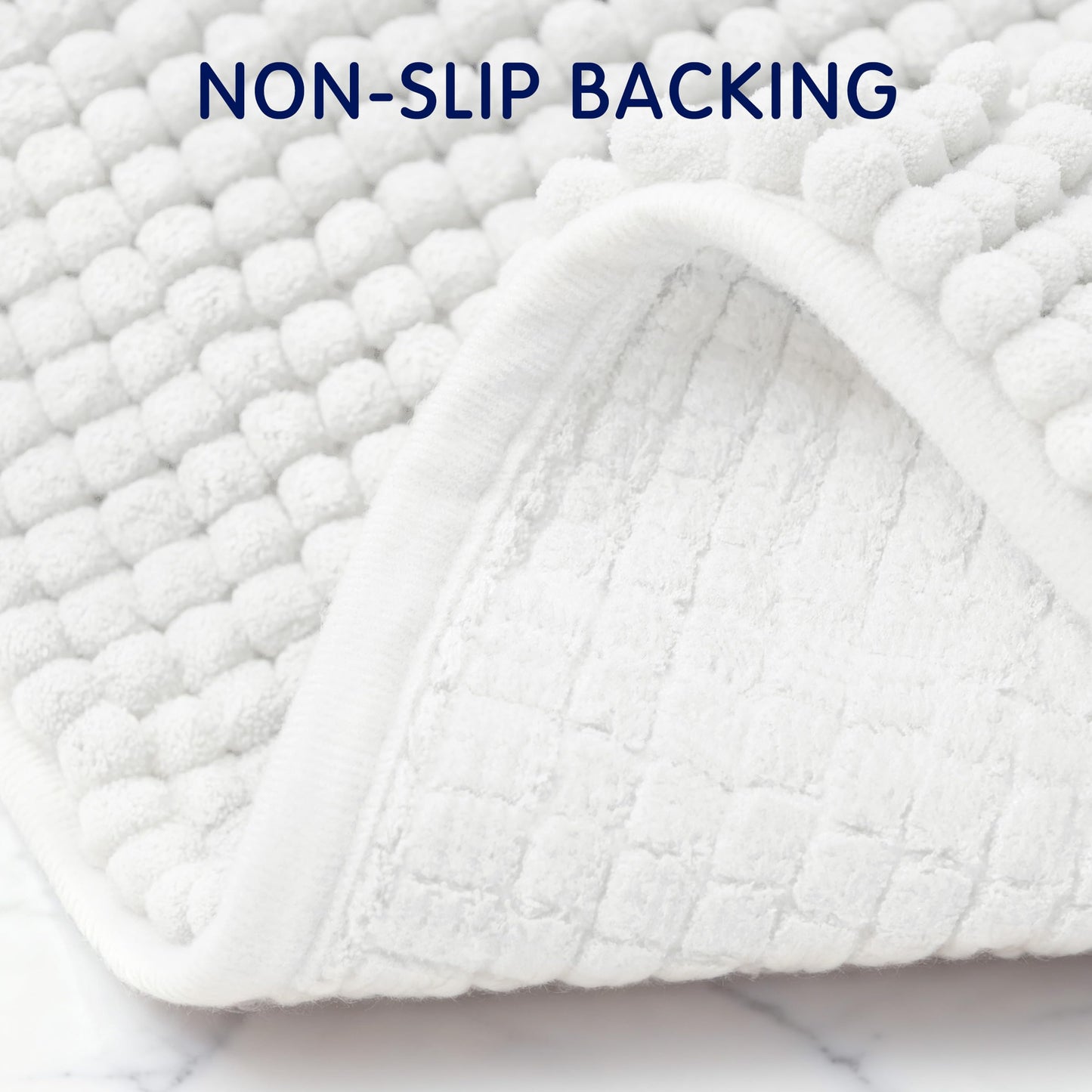 SUBRTEX Bathroom Rugs Chenille Bath Rug Soft Short Plush Bath Mat Soft Shower Mat Water Absorbent Shower Mat Quick Dry Machine Washable (White, 20" x 32")