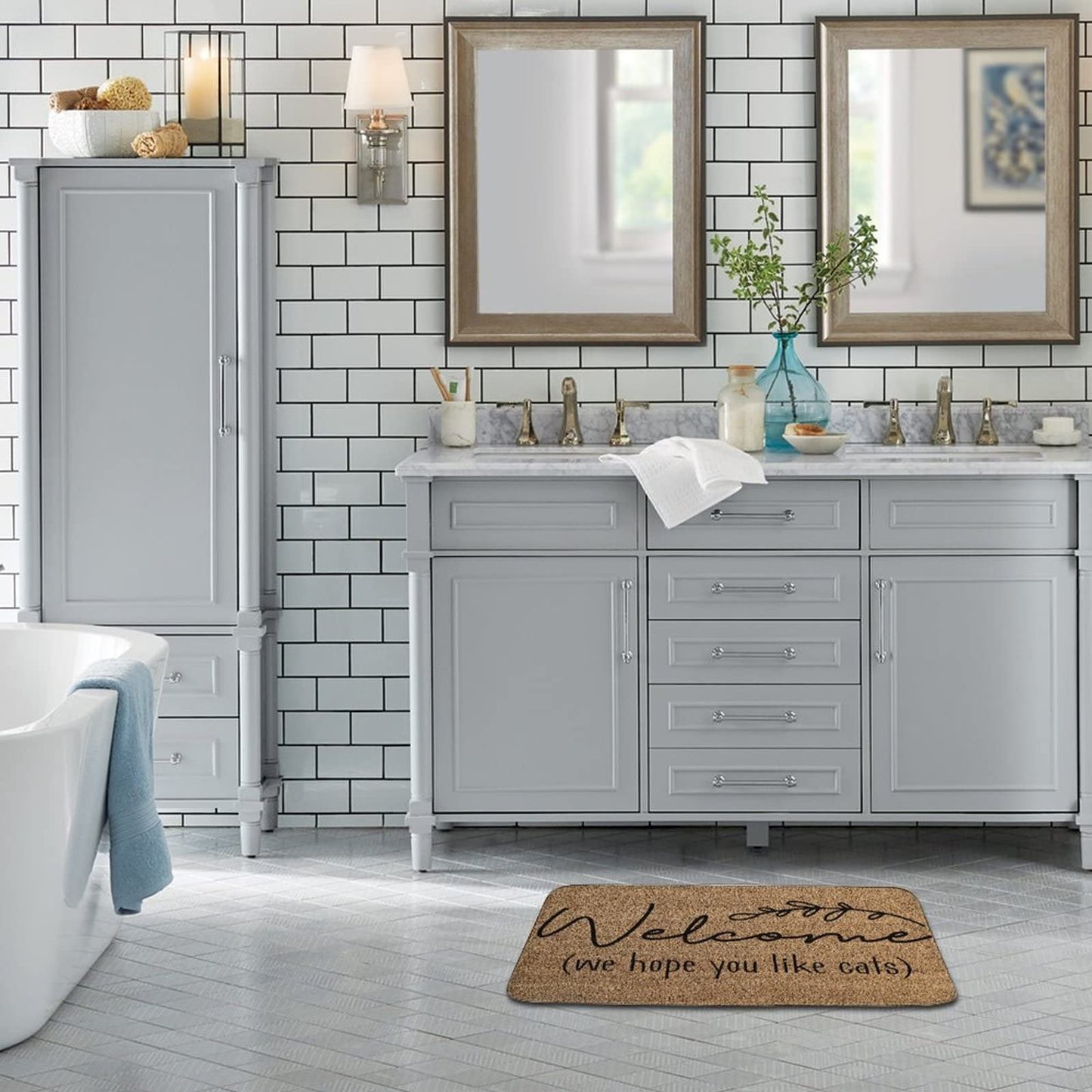Rooeexe Yay You're Here Welcome Doormat Absorbent Non-Slip Floor Mat Bathroom Mat 24x16 Inch