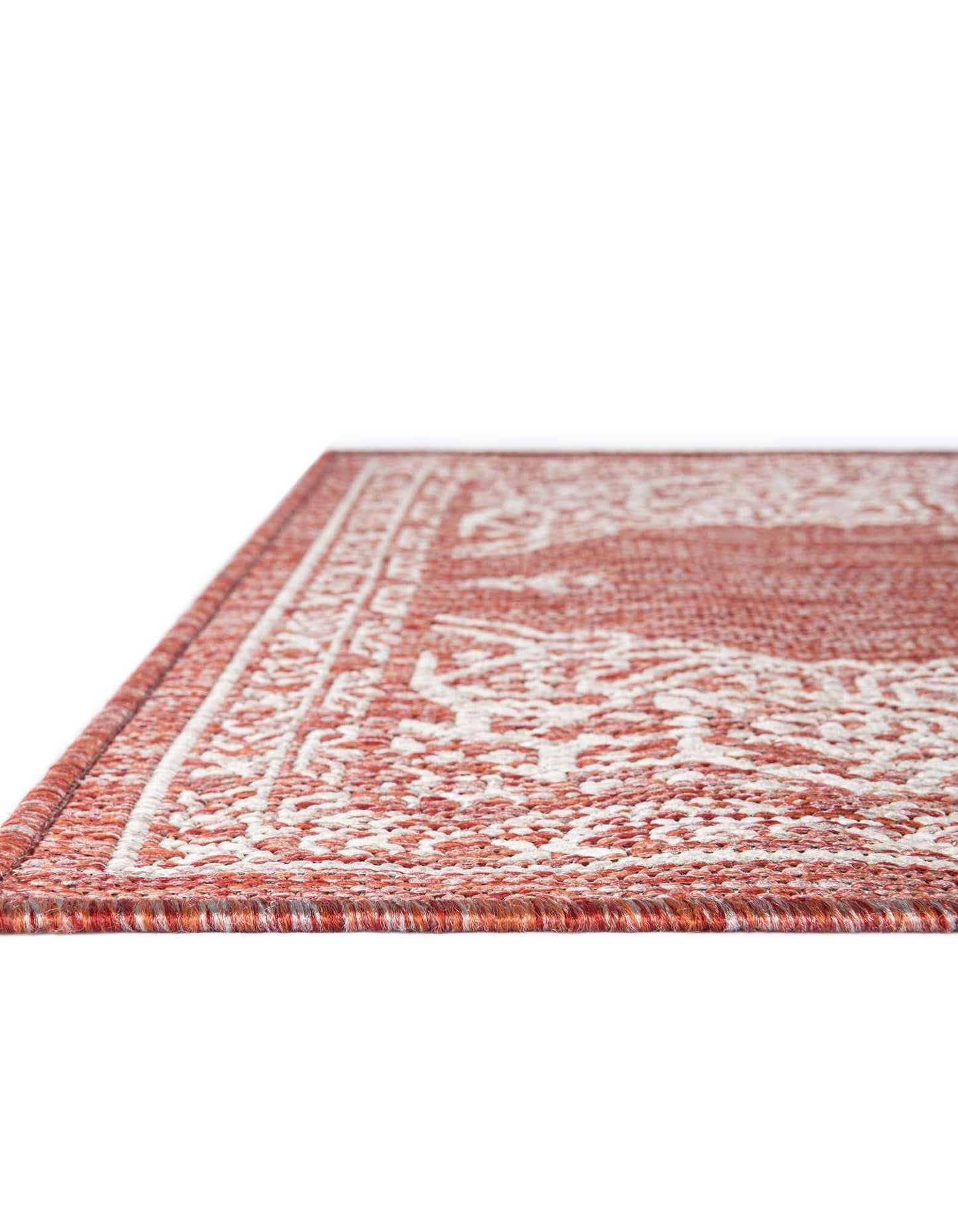 Unique Loom Outdoor Traditional Collection Area Rug - Antique (10' x 14' 1" Rectangle Rust Red/Ivory)