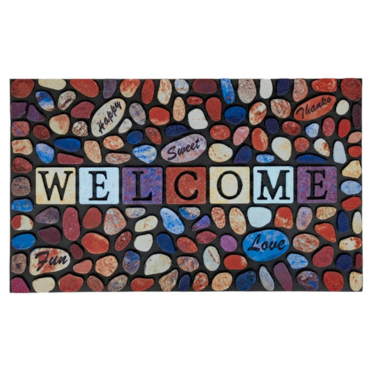 CHICHIC Welcome Door Mat 18 x 30 Inch Front Doormat Outdoors for Home Entrance Outdoors Mat for Outside Entry Way Doormat Entry Rugs, Heavy Duty Non Slip Rubber Back Low Profile, Multicolored