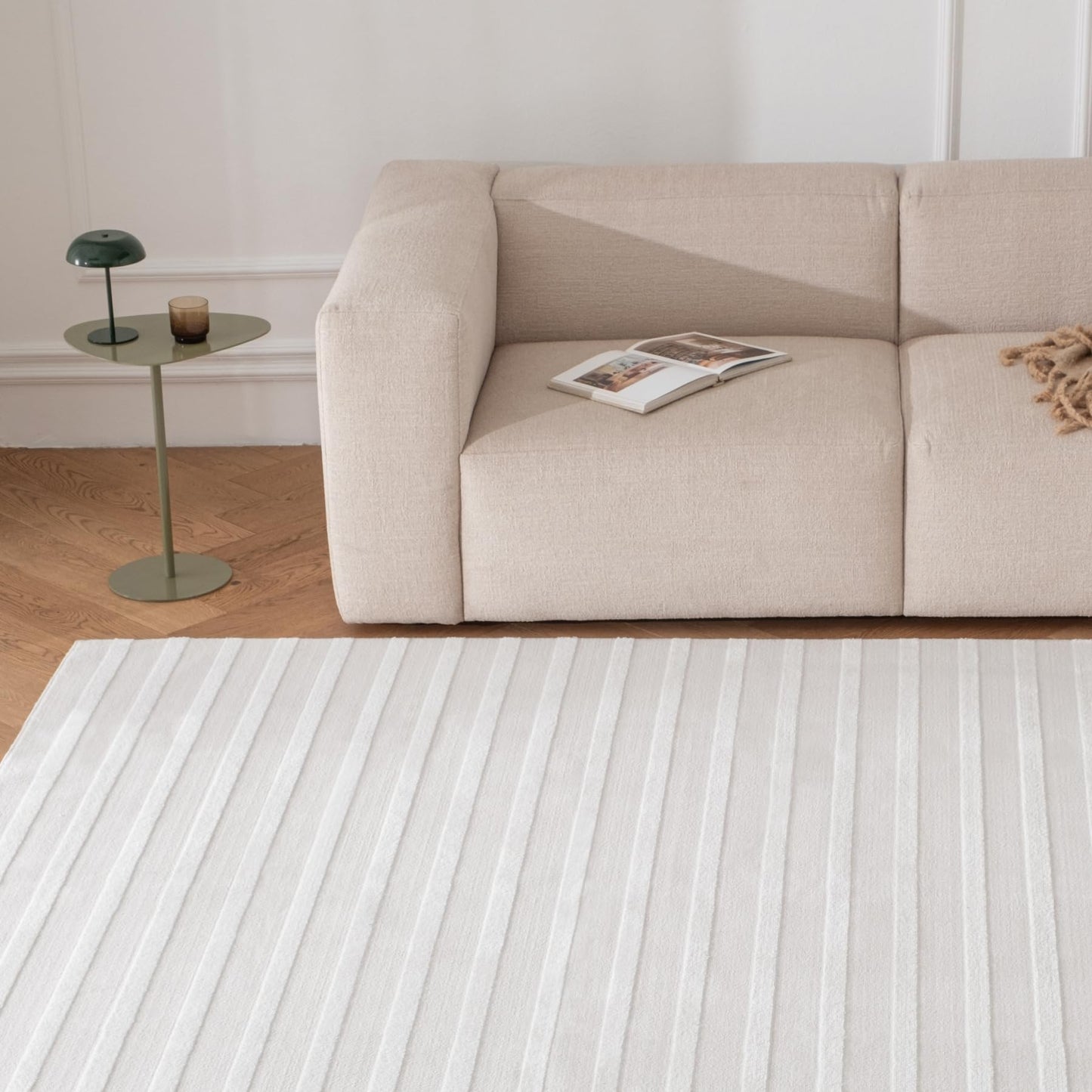 Revival Rugs Staves 8'x10' Area Rugs for Living Room Bedroom Dining Room - Washable, Oeko-TEX Certified, Cream