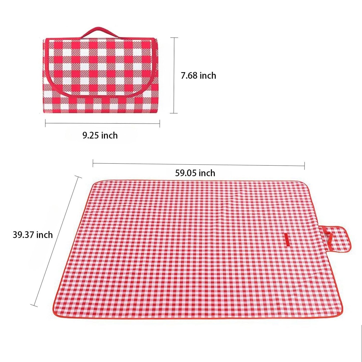 EIYNIY Large Picnic Blanket Waterproof and Sand Proof -59x39 inch Large Outdoor Beach Mat, Portable Foldable Blanket, Suitable for Camping, Parks, Families, Adults, Children, and Pets (Red-M)