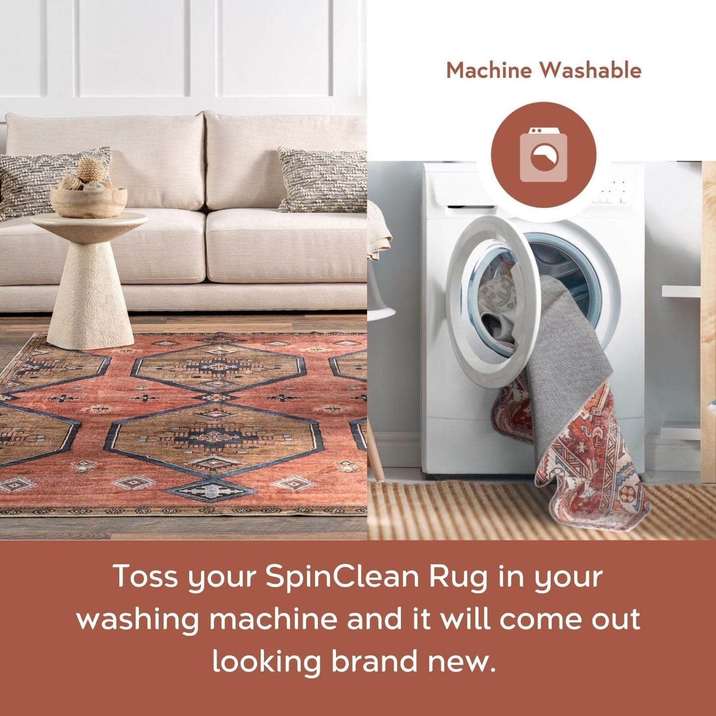 nuLOOM Elspeth Casual Faded Machine Washable Area Rug, 5x8, Charcoal