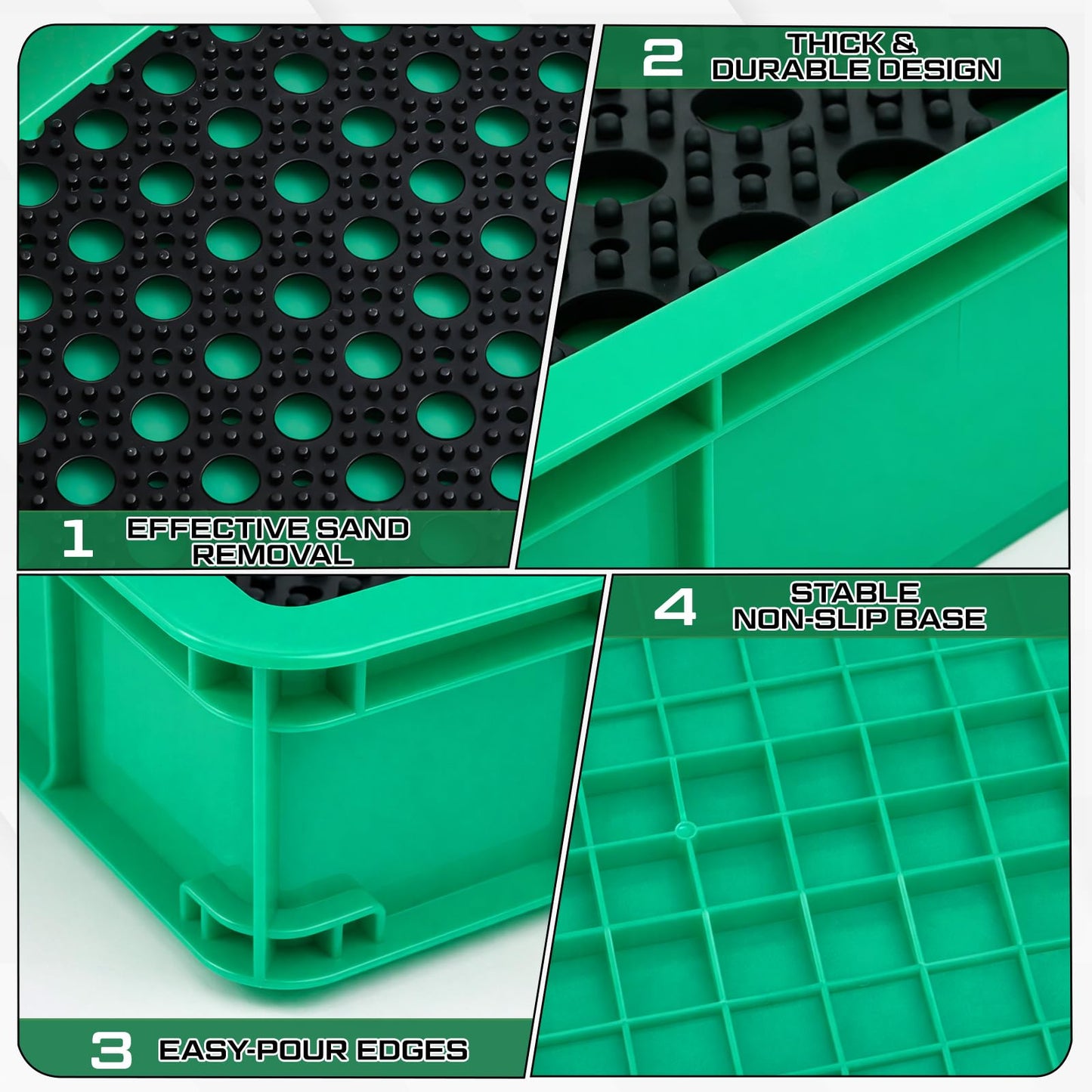Cinnvoice Tennis Court Shoe Cleaning Tray with Brush Mat, Clay & Sand Removal for Courts, Sports Facilities, Entryway Boot Cleaner, 24 x 16.5 x 3.7 Inches