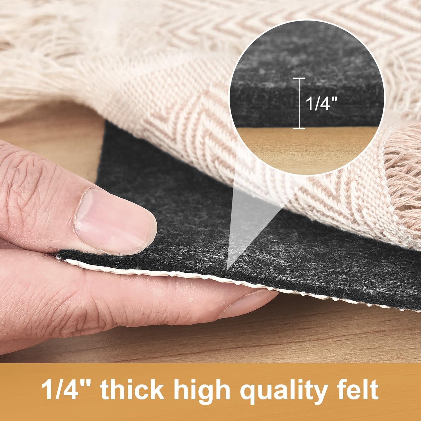 Deep Dream 1/4" Thick Felt and Natural Rubber Backing Rug Pad - Non Slip Carpet Gripper for 2 x 8 Ft Area Rugs - Protective Cushioned Pads for All Floors