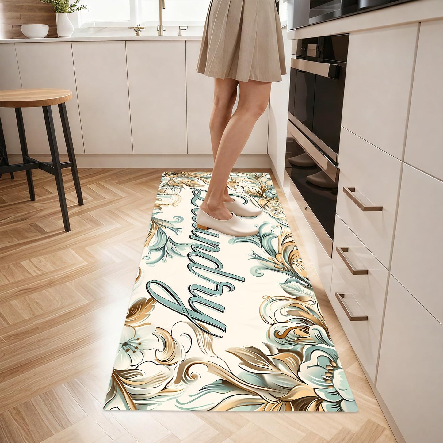 LEIWEIHOPE Runner Rug 20x47 inch, Non-Slip Waterproof Laundry Room Rug,Spring Summer Holiday Kitchen Runner with Festive Designs,Indoor Decorative Mat for Home (Letter, 20x47 inch)