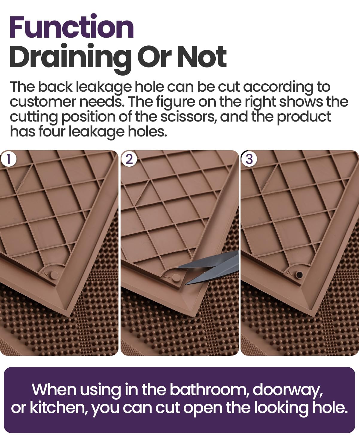 DEXI Front Door Mats Outside Entrance, 17x36 Rubber Waterproof Dirt Trapping Entry Mat for Entryway, Heavy Duty Non-Slip Low-Profile Welcome Doormat All Weather for Patio, Brown