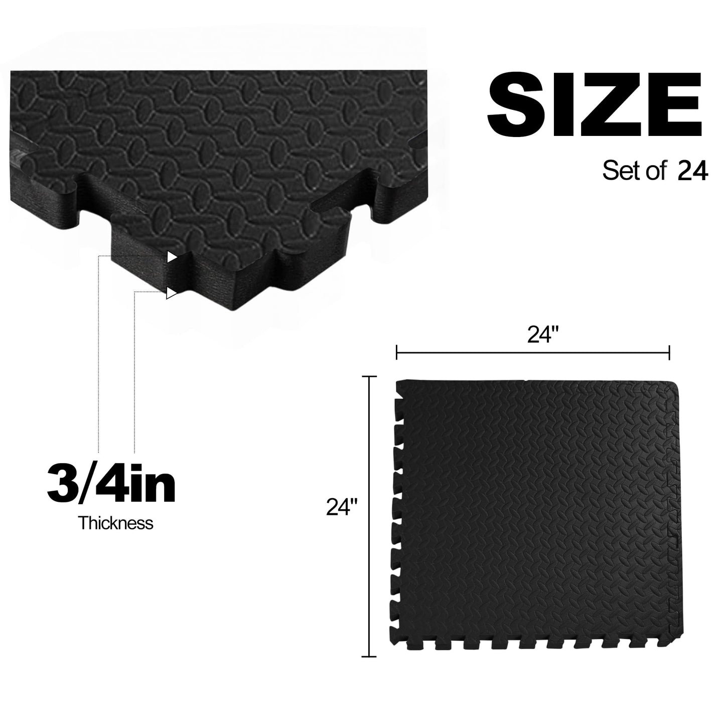 BalanceFrom Puzzle Exercise Gym Flooring Mat, 3/4" Thick EVA Interlocking Foam Tiles Workout Mat for Home Gym, 96 Square Feet, Graphite
