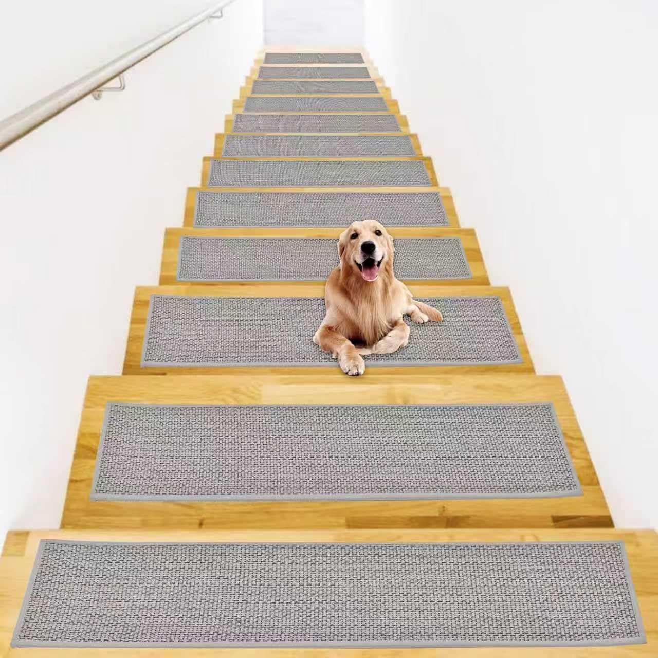 Carpet Stair Treads for Wooden Steps Indoor | Stair Treads Non Slip | Traceless Self Adhesive Stair Runner | Gray 7 Pcs