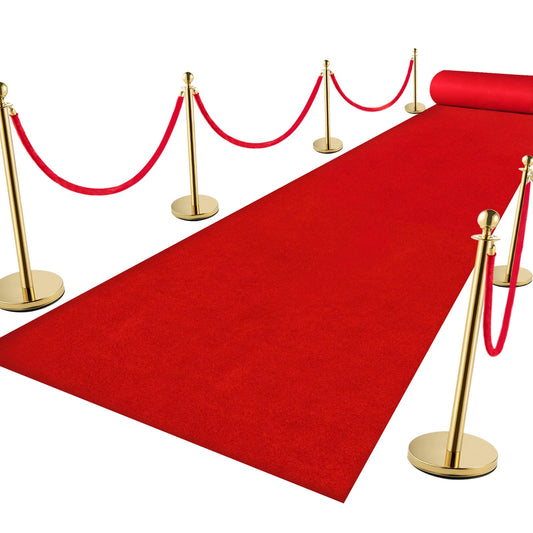 VOK Red Aisle Runner Carpet Rugs for Wedding Accessories, Premium 160 GSM Felt Non-Woven Fabric Runway Rug for Step, Ceremony Parties and Events Indoor or Outdoor Decoration (Red, 3X15 ft)