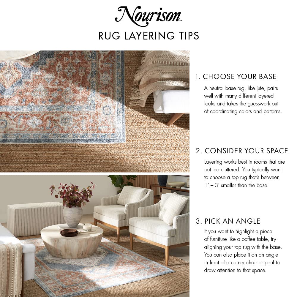 Nourison Home Positano Green 8' x 10' Area Rug - Easy Clean, Non Shedding, Bed Room, Living Room, Dining Room, Kitchen (8' x 10')