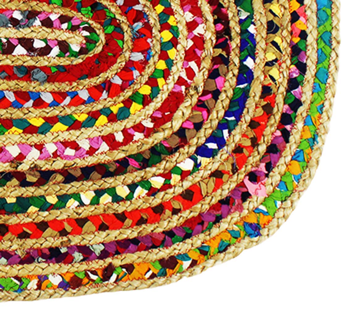 Cotton Craft - Hand Woven Reversible Jute & Cotton Multi Chindi Braid Rug - 4 x 6 Feet Oval - This Rug is Made from Multi Color re-cycled Yarns, Actual Product May Vary in Color from The Image Shown