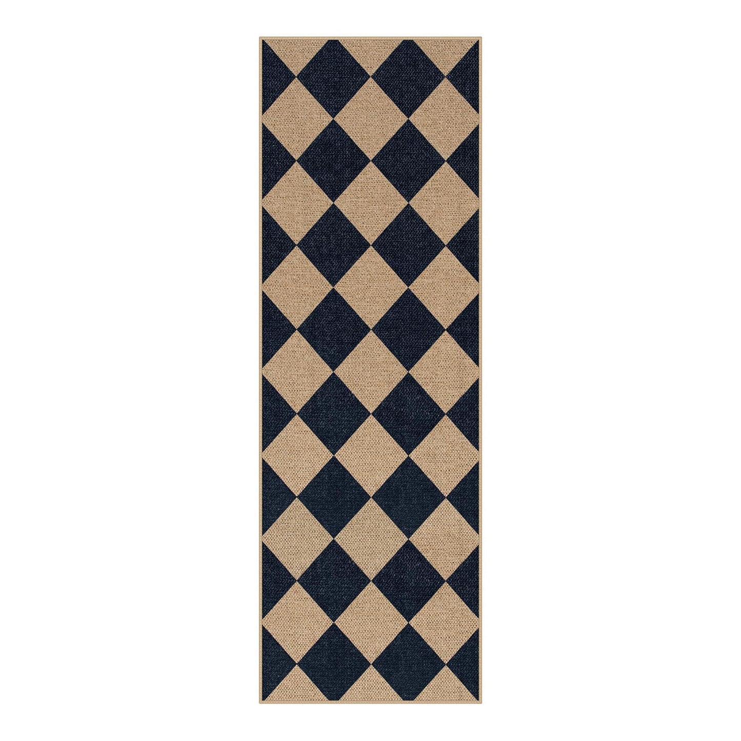 Lahome Checkered Easy Jute Non Slip Runner Rug, 2x6 Kitchen Runner Rug Washable Outdoor Rug for Entryway Indoor, Checkerboard Black Indoor Outdoor Carpet for Hallway 6ft Entry Front Door