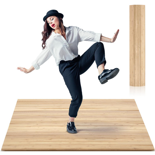 Drydiet Tap Dance Board 3.22 x 4 ft Portable Dance Floor Mat for Home Practice 8mm Thick Solid Bamboo with Clear Sound Large Heavy Duty Flooring Professional Exercise(Natural,Solid Color)