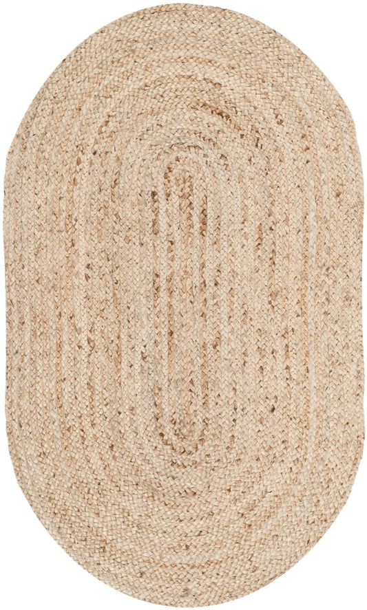 SAFAVIEH Area Rug 3x5 Oval - Cape Cod Collection - Natural Brown, Handmade Braided Flat Weave Jute (CAP252A)