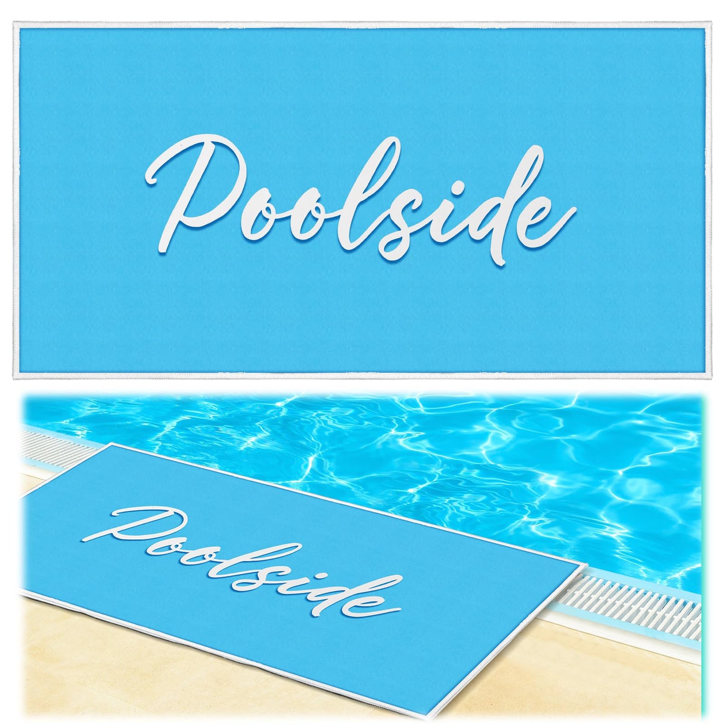 Nuanchu 24" x 48" Poolside Mat for Edge of Pool Non Slip Pool Mat for Floor Deck Entrance Rug Outdoor Waterproof Poolside Must Have Accessories for Summer Indoor Beach Lakehouse (Classic, Blue)