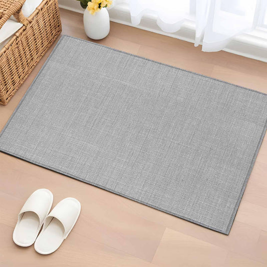 Gray 2x3 Area Rugs for Living Room, Farmhouse Burlap Solid Grey Color Modern Linen Texture Non Slip Runner Rug Washable Rug, Low Pile Indoor Floor Carpet Mat Bathroom Rugs for Bedroom, Kids Room