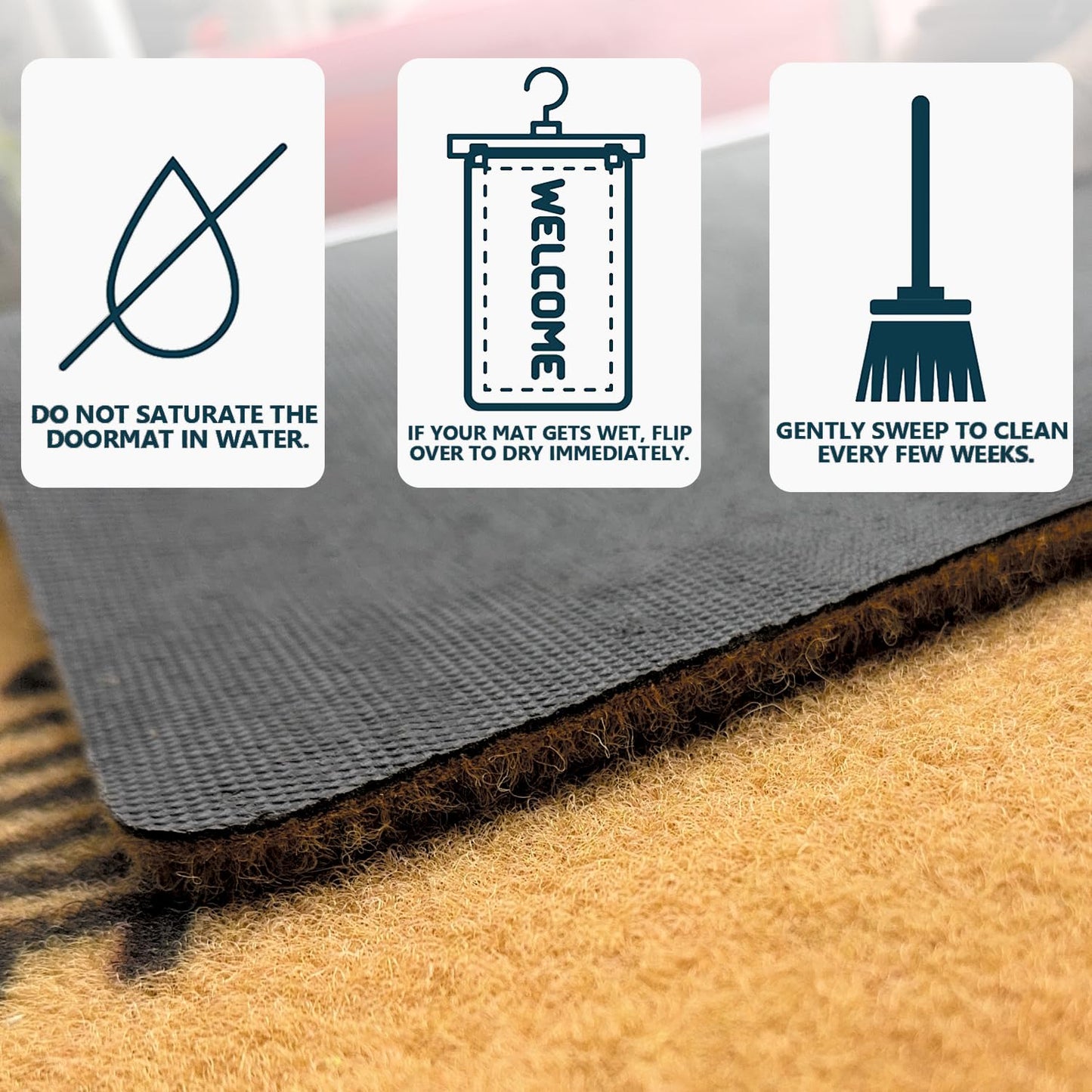 WutePade Home Sweet Home Faux Coir Doormat 23.6"x15.7" Low Profile Rugs for Entryway Indoor Doormat Door Mat, Easter Door Mat Outdoor Dirt Out Mud Room Rug