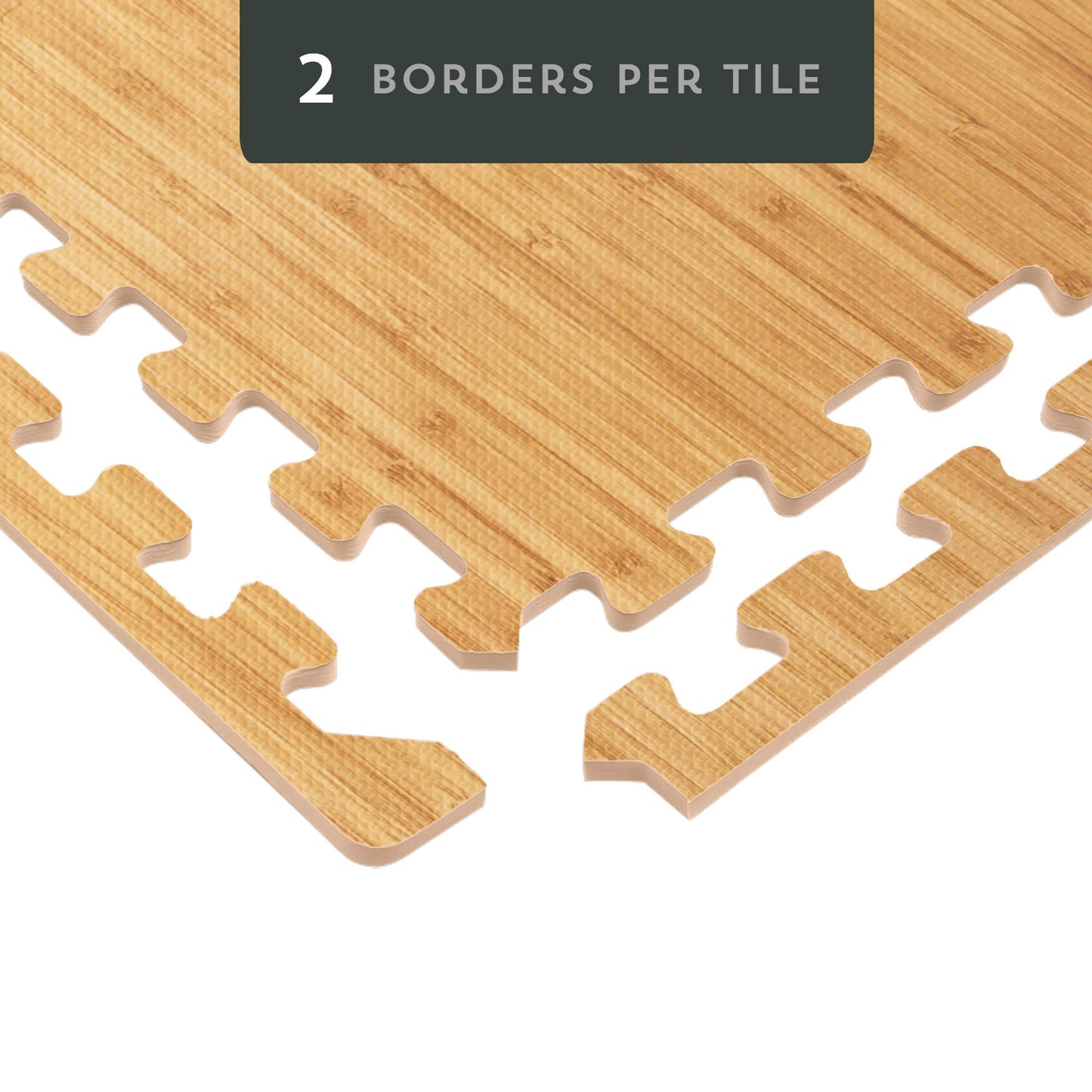 Forest Floor 3/8 Inch Thick Printed Foam Tiles, Premium Wood Grain Interlocking Foam Floor Mats, Anti-Fatigue Flooring – Stylish Flooring Solution, Light Bamboo, 24 Sq Ft