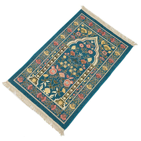 Ragyzity Muslim Prayer Rug, Travel Prayer Mat, Portable Foldable Islamic Rug, Thin Woven Polyester Praying Mat for Men Women, 110x70cm (Blue)