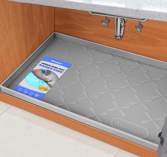 SIKADEER Under Sink Mat Waterproof 34" x 22", Silicone Mat Kitchen Drawer Shelf and Cabinet Liner, Sink Protector for Kitchen Organizers and Storage, Boot Tray Pet Food Mats