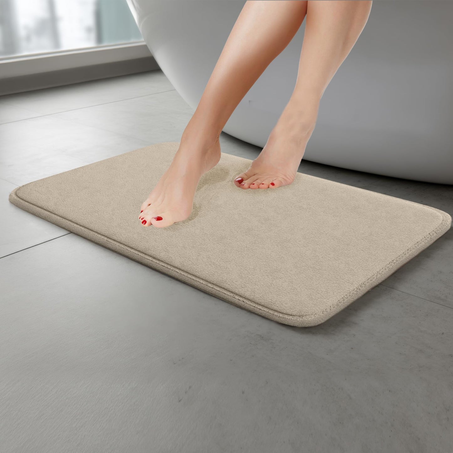 Elvoki Luxury Bathroom Rug – 1 Piece Memory Foam Bath Mat, Non-Slip & Ultra Soft, Highly Absorbent, Easy to Clean - Beige (23"x16")