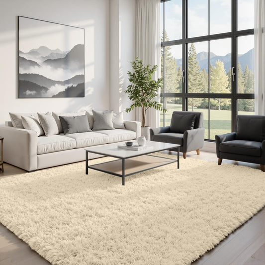 8x10 Area Rugs for Living Room Rug: Soft Fluffy Shag Beige Rugs for Bedroom, Non-Slip Large Fuzzy Plush Rug Indoor Floor Carpet for Nursery Kids Boys Girls Room, Dorms, Playroom, Modern Home Decor