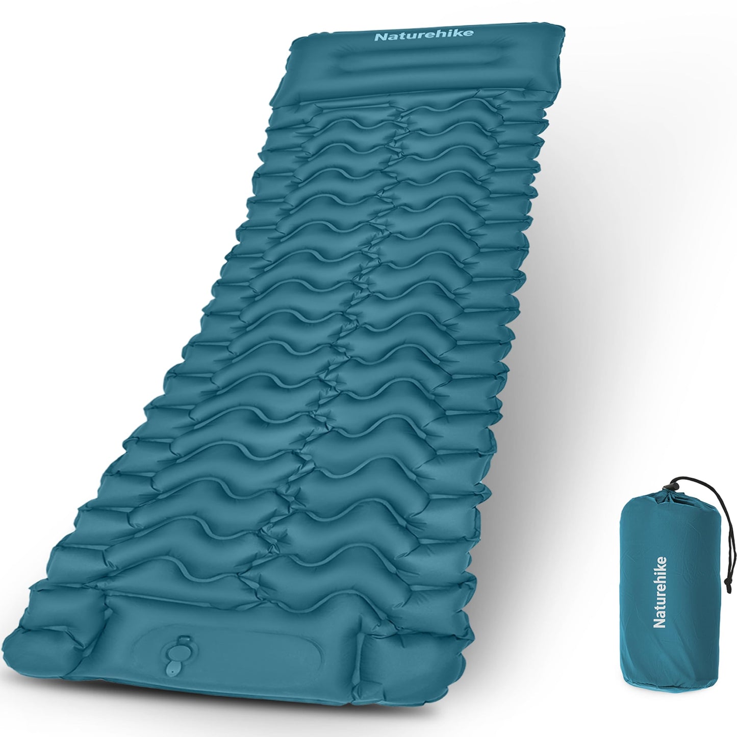 Naturehike Camping Sleeping Pad, Ultralight Inflatable Sleeping Mat with Pillow Built-in Pump, 2.6 Inch Lightweight Air Mattress for Backpacking, Hiking, Traveling