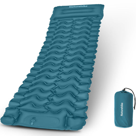 Naturehike Camping Sleeping Pad, Ultralight Inflatable Sleeping Mat with Pillow Built-in Pump, 2.6 Inch Lightweight Air Mattress for Backpacking, Hiking, Traveling